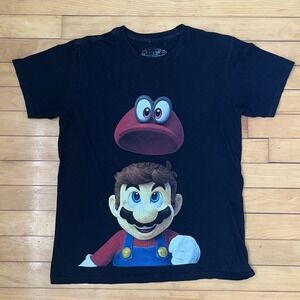 Nintendo Super Mario Odyssey Black Graphic T-Shirt Mario Cappy Mens Medium 2017